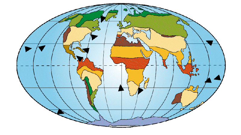 Distribution of continents and ocean currents at 20-16 Ma - Cenozoic